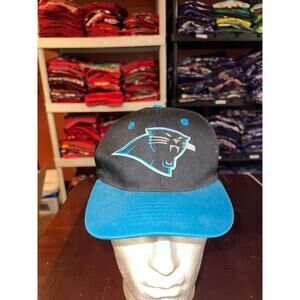 Vintage Carolina Panthers Hat NFL Black Blue Football Cap Headwear 90s